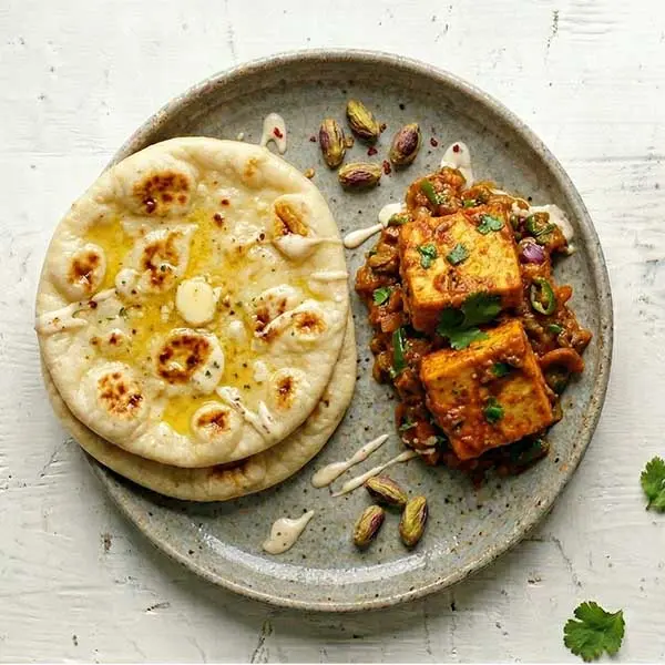 Paneer Tikka Masala With Butter Toasted Naan Bread